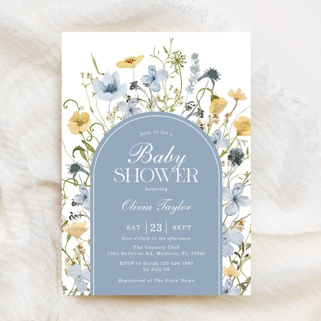 Wildblomma Pojke Shower Blue Inbjudningar (Skapare uppladdad)