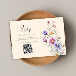 Wildblomma QR-kod Modern Elegant bröllop OSA Kort