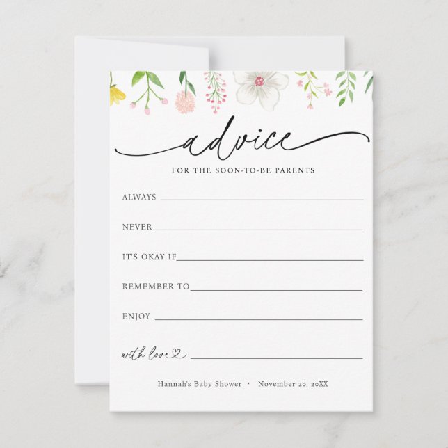 Wildblomma-råd för överordnat babyvykort inbjudningar (Framsida)