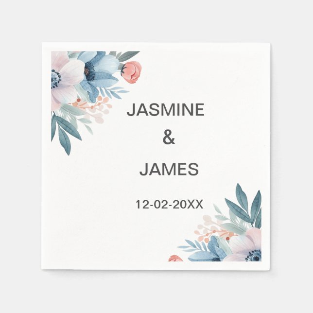 Wildblomma Ram Bröllop Napkins Pappersservett (Framsidan)