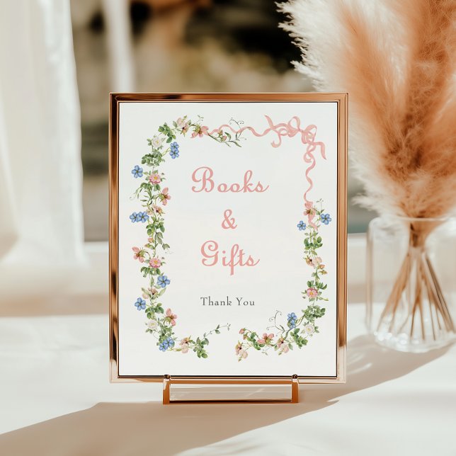 Wildblomma Rosa Bow Baby Shower Bokar och Getter Poster (Skapare uppladdad)
