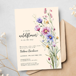 Wildblomma Rustic Boho Neutralt Blommigt Baby Show Inbjudningar
