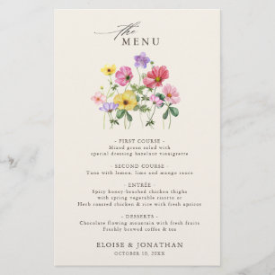 Wildblomma Rustic Chic Blommigt Boho Bröllop Menu