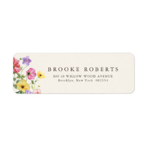 Wildblomma Rustic Chic Blommigt Boho Land Adress Returadress Etikett