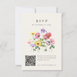 Wildblomma Rustic Chic Blommigt Boho Photo QR-kod OSA Kort