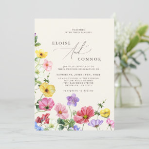 Wildblomma Rustic Chic Boho Land Blommigt Bröllop Inbjudningar