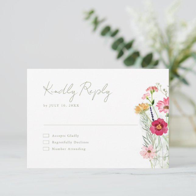 Wildblomma Rustic Land Blommigt Garden Wedding OSA Kort (Stående Fram)