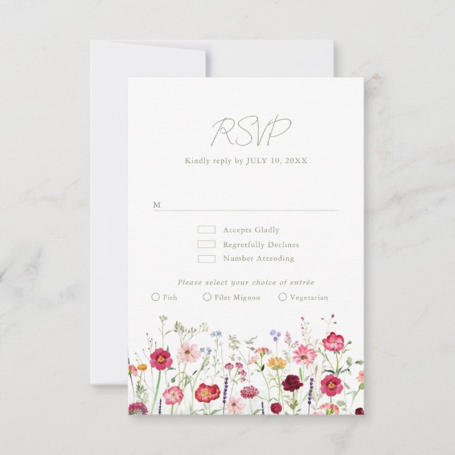 Wildblomma Rustic Land Blommigt Garden Wedding OSA Kort (Framsida)