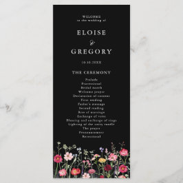 Wildblomma Rustic Land Blommigt Garden Wedding Program