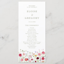 Wildblomma Rustic Land Blommigt Garden Wedding Program