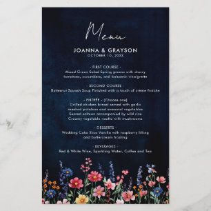 Wildblomma Rustic Land Boho Blommigt Bröllop Menu