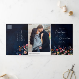 Wildblomma Rustic Land Boho Blommigt Navy Bröllop