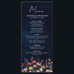 Wildblomma Rustic Land Boho Blommigt Navy Bröllop Meny<br><div class="desc">Gratulera till kärlek med denna pulserande bröllop-meny med en vildblomma med vattenfärg i rosa, lila och grönt. Perfekt för trädgård, vår eller bröllop med rosterminer, detta naturinspirerade inbjudan kombinerar känsliga blommigtar med typografi av eleganten, vilket skapar en viskös och romantisk beröring. Fullt anpassade för att matcha din speciella dag! Kontakta...</div>