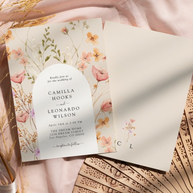 Wildblomma Rustic Wildblombröllopsinbjudan Inbjudningar (Skapare uppladdad)
