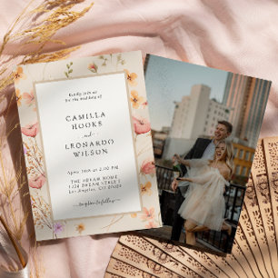 Wildblomma Rustic Wildbloms Bröllop Photo Inbjudningar