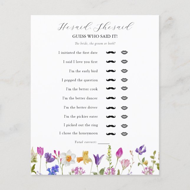 Wildblomma sa att hon sa Möhippa Game (Framsida)