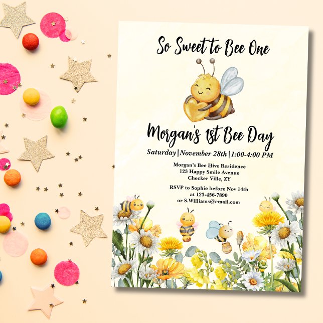 Wildblomma så sötat bi en första bidag inbjudningar (Skapare uppladdad)