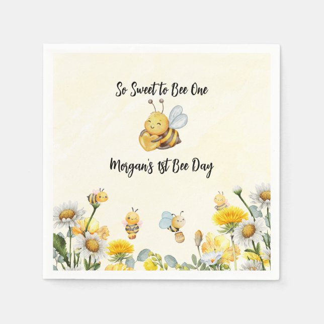 Wildblomma så sötat bi en första bidag pappersservett (Framsidan)