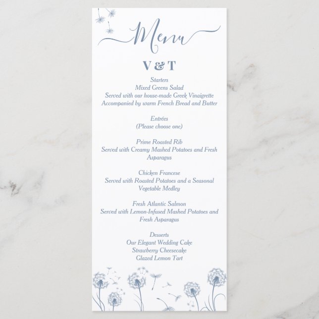 Wildblomma Simple Minimalist Bröllop Meny (Framsida)