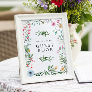 Wildblomma Skriv under Guest Bok-tecken Poster