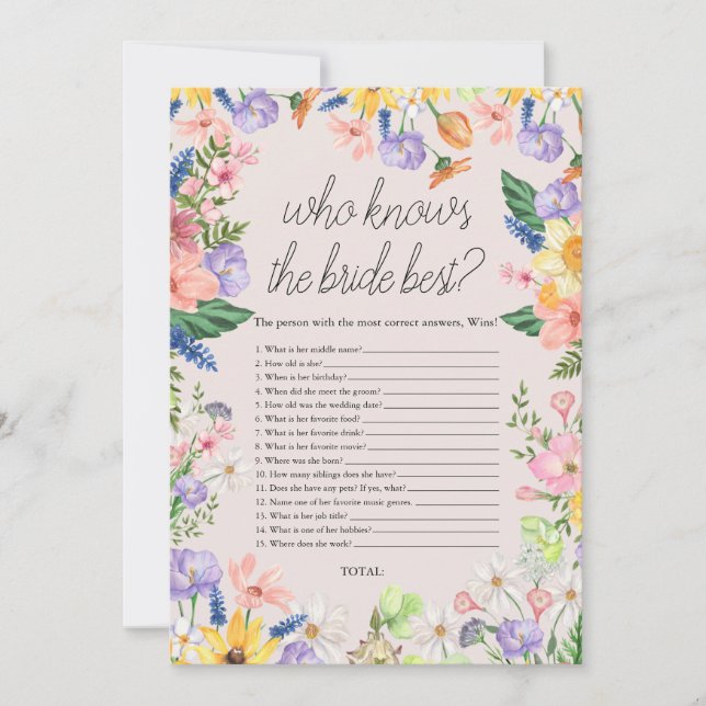 Wildblomma som känner Bride mest spelkort Inbjudningar (Framsida)