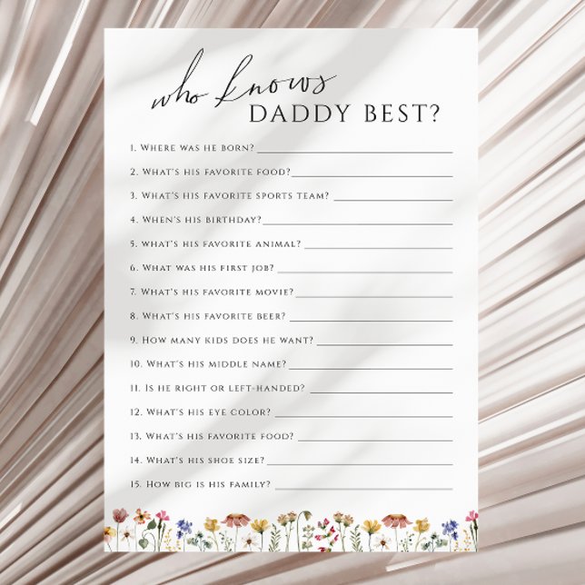 Wildblomma som känner pappa Baby Shower Game Card Inbjudningar (Skapare uppladdad)