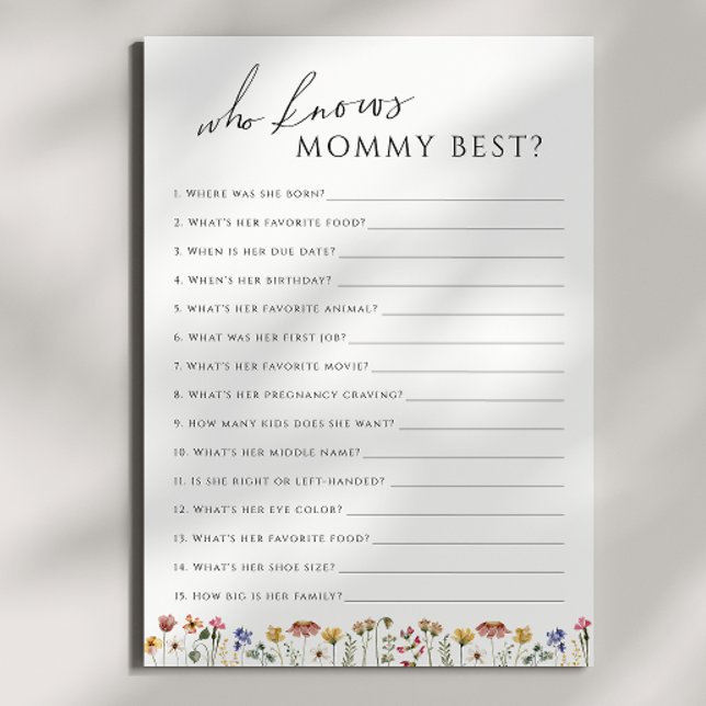 Wildblomma som känner till Mamma Baby Shower Game  Inbjudningar (Skapare uppladdad)