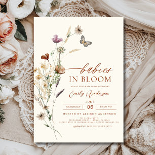 Wildblomma Spädbarn i Bloom Twillingars Baby Showe Inbjudningar