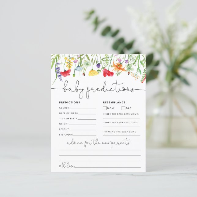 Wildblomma-spel med Baby Predictions Advice Card (Stående Fram)