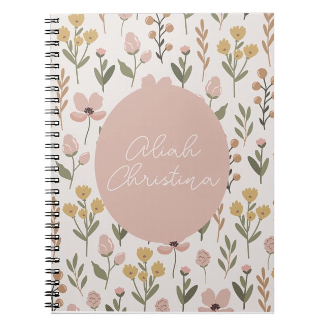 Wildblomma Spiral Notebook Personlig Baby Anteckningsbok (Framsidan)