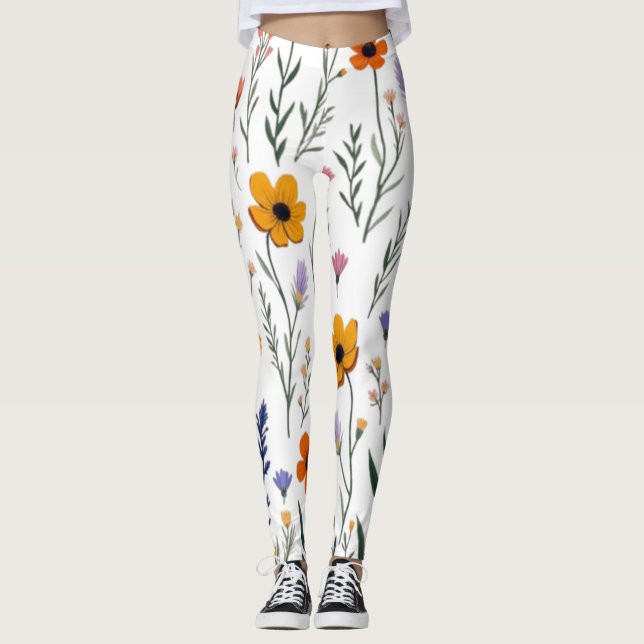Wildblomma Stollig - Soft Meadow Mönster Leggings (Framsida)