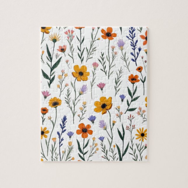 Wildblomma Stollig - Soft Meadow Mönster Pussel (Vertikal)
