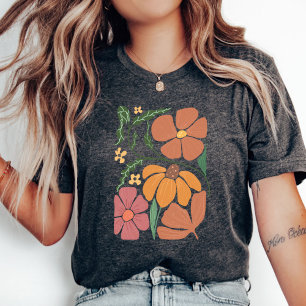 Wildblomma T-Shirt, Garden Tee, Retro Women Shirts T Shirt