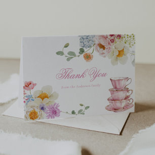 Wildblomma Tea Party Baby Shower Tack Kort