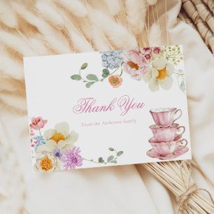 Wildblomma Tea Party Baby Shower Tack Kort