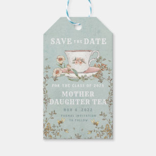 Wildblomma Tea Party födelsedag Spara datum Presentetikett