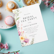 Wildblomma Tea Party Inbjudningskort för möhippan
