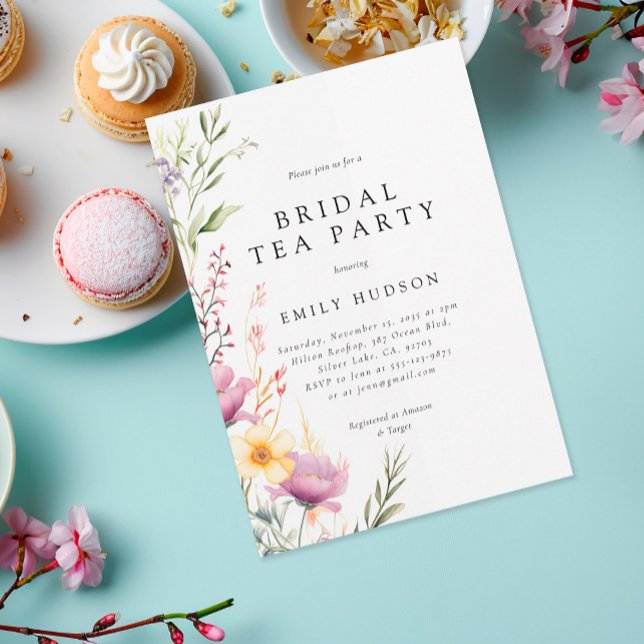 Wildblomma Tea Party Inbjudningskort för möhippan (Skapare uppladdad)