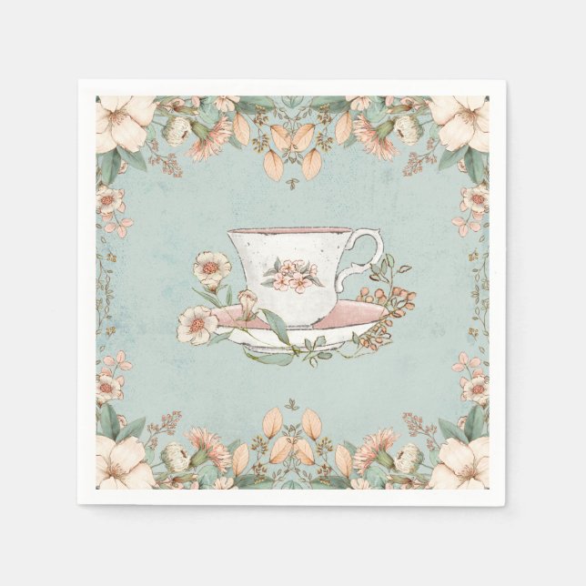 Wildblomma Tea Party Napkins Pappersservett (Framsidan)