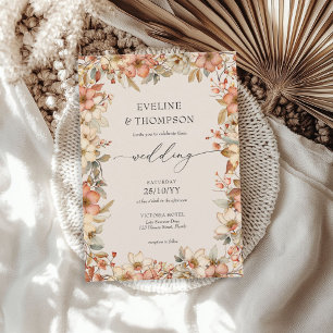 Wildblomma Terracotta Blommigt Watercolor Bröllop Inbjudningar