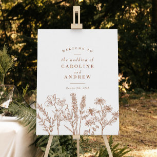 Wildblomma Terracotta Fall Wedding Välkomsttecken Poster