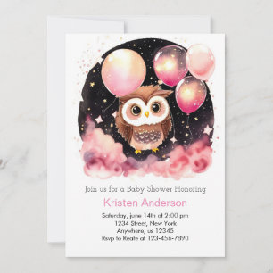 Wildblomma Uggla Woodland Dream Girl Baby Shower Inbjudningar