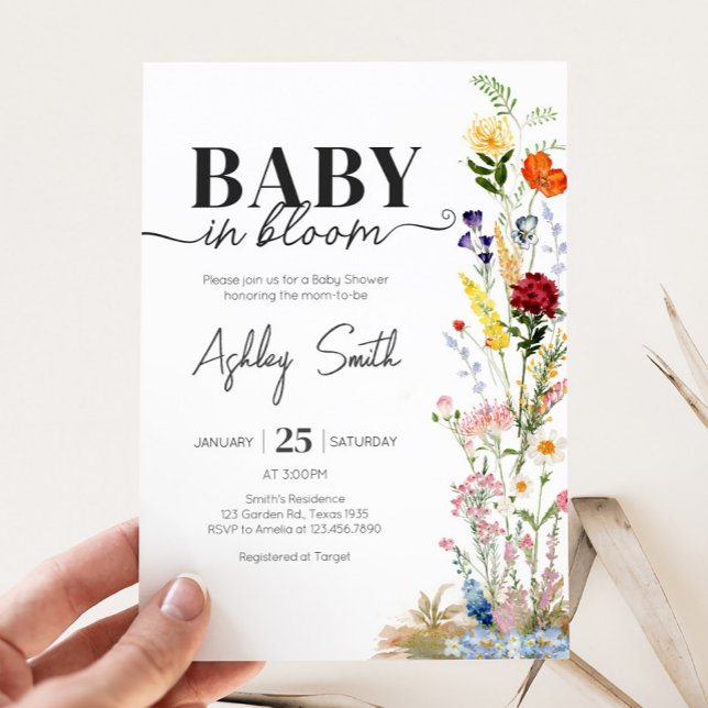 Wildblomma Vår Baby i Bloom Baby Shower Inbjudningar (Wildflower Spring Baby in Bloom Baby Shower Invitation)