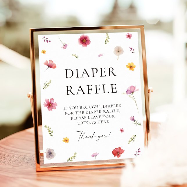 Wildblomma Vår Baby Shower Diaper Raffle Game Poster (Skapare uppladdad)