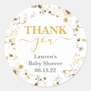 Wildblomma Vår Baby Shower Round Sticker Runt Klistermärke