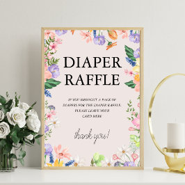 Wildblomma Vår Babydusch Diaper Raffle Sign Fototryck