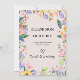 Wildblomma Vår Bible Guest Bok Bröllop-tecken Inbjudningar