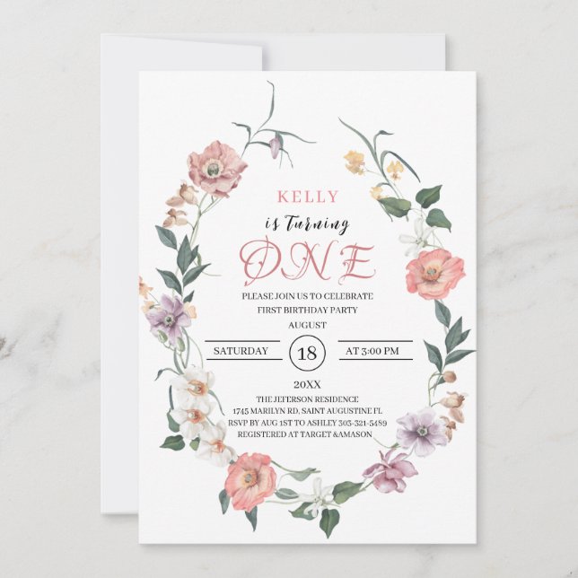 Wildblomma Vår blir en firare Inbjudningar (Framsida)