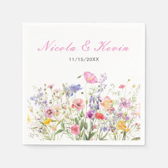 Wildblomma Vår Blommigt Pappersservett (Framsidan)