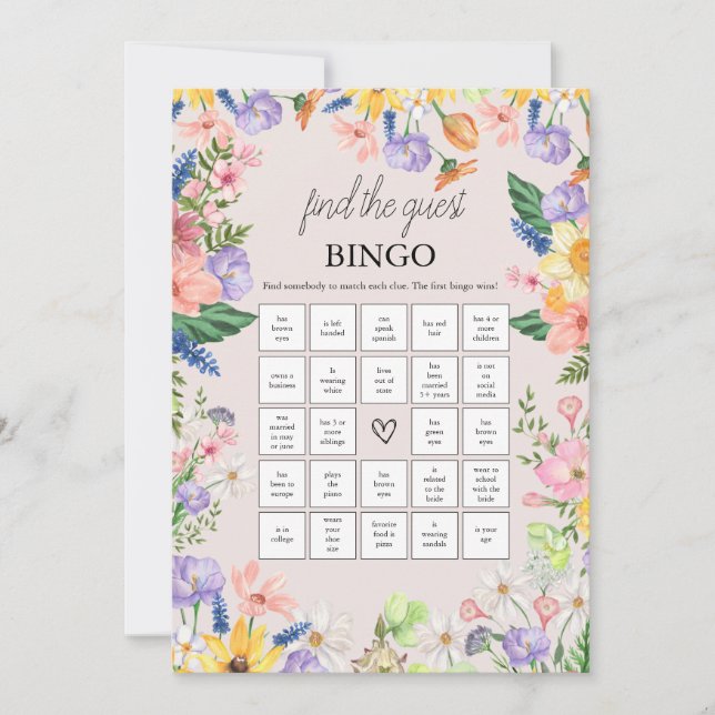 Wildblomma Vår hittar gästblocket Bingo-spelkortet Inbjudningar (Framsida)